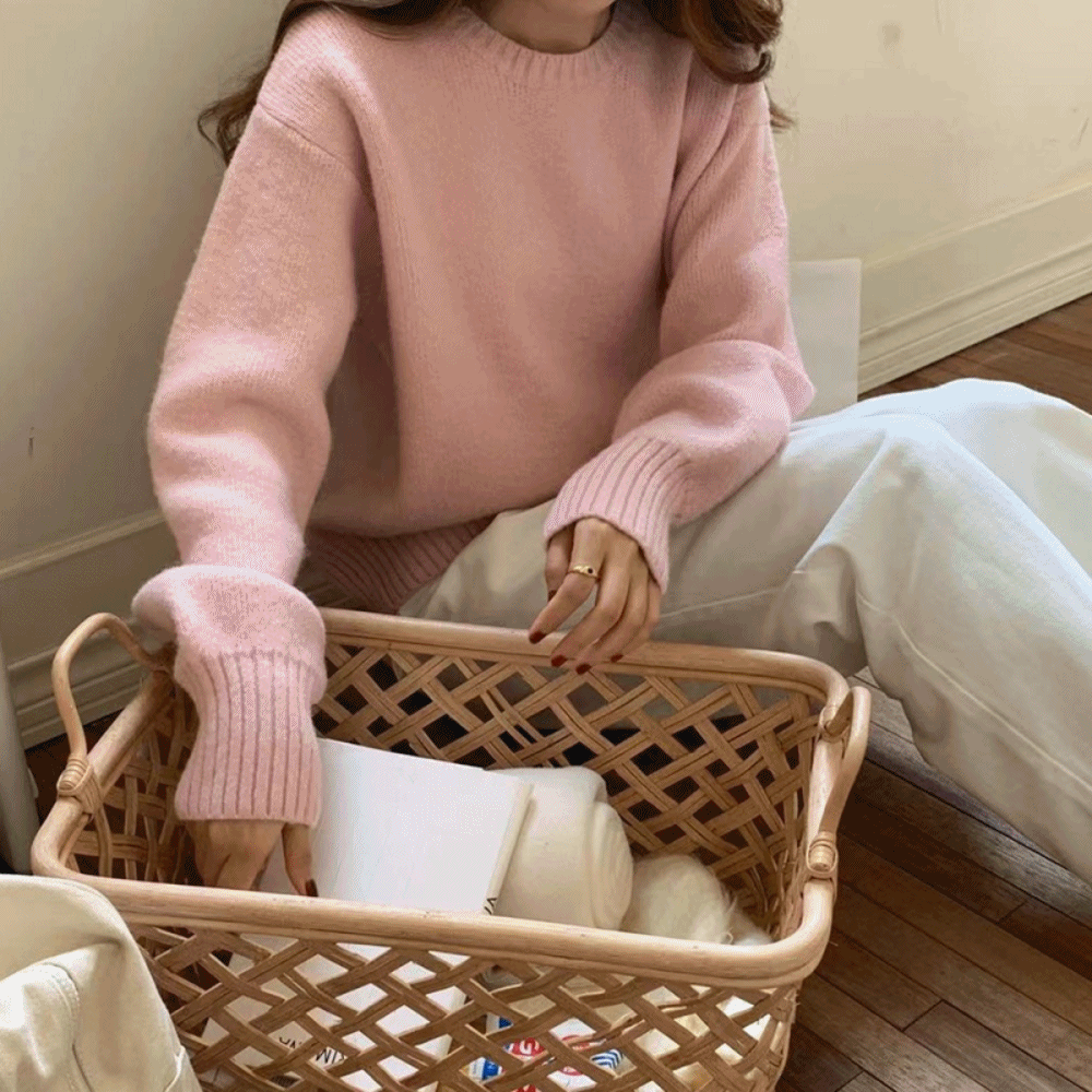 울 루즈핏 민트색 연핑크 하늘색 소라색 핑크 여성 겨울 니트 티
