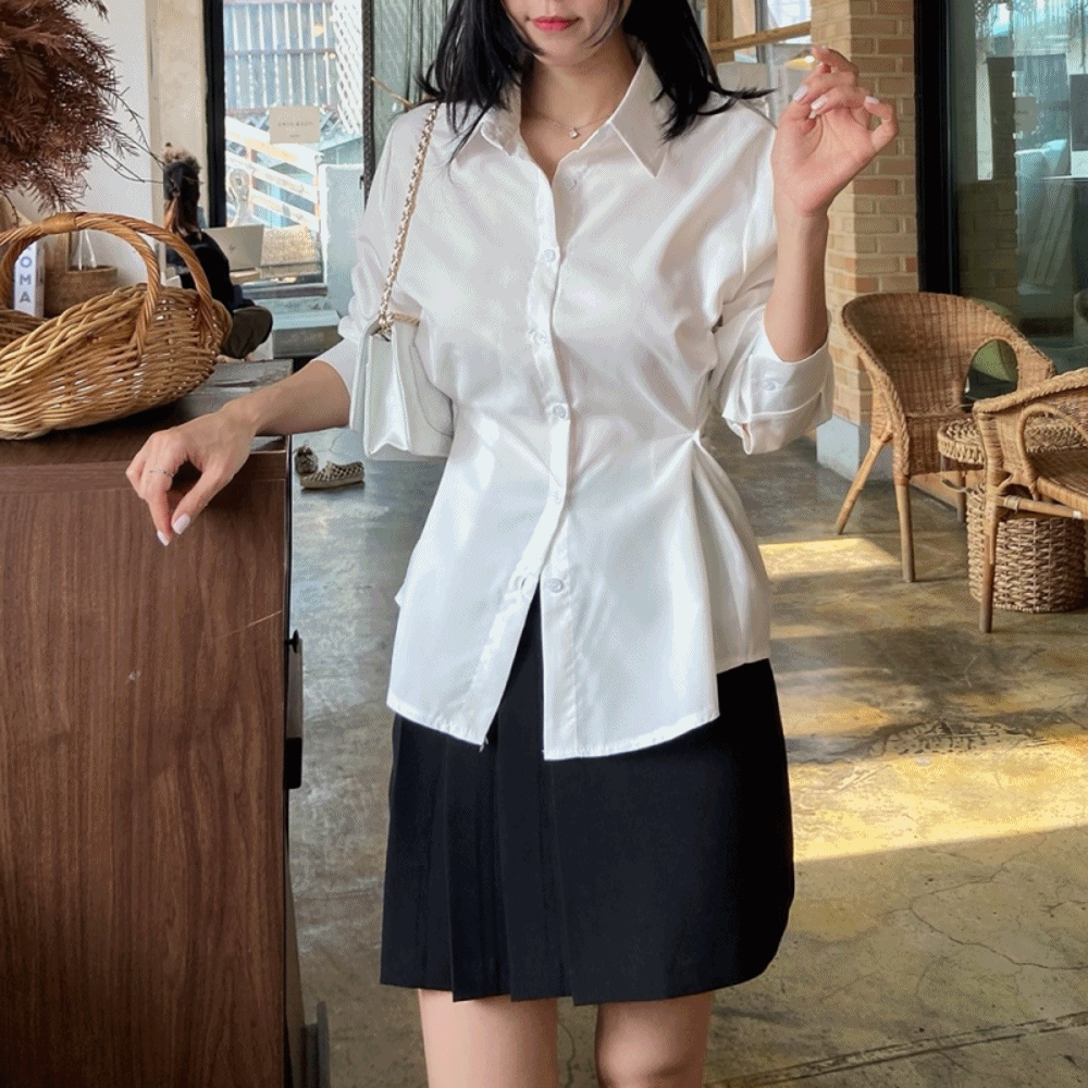 투웨이 흰남방 흰 화이트 하늘색 소라색 봄 여성 셔츠 블라우스 남방